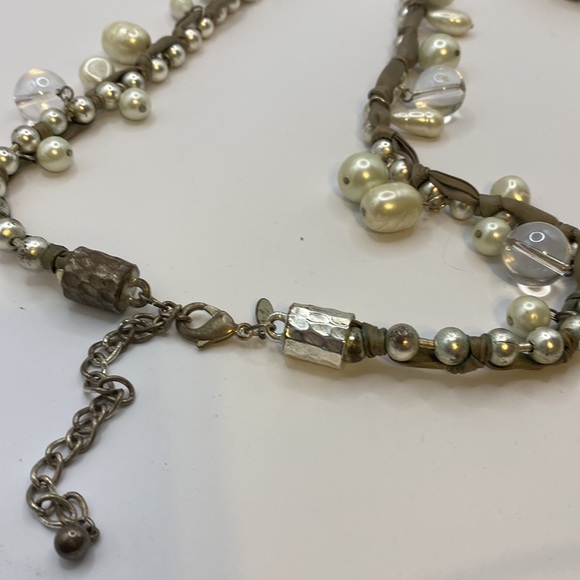 Chico’s Ribbon and Pearl silver tone bead 36” necklace w/ 4” ext - Picture 9 of 9
